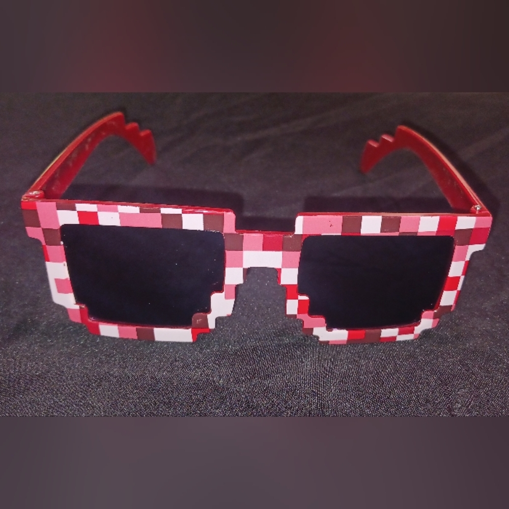 Pixelated Red and White Sunglasses
